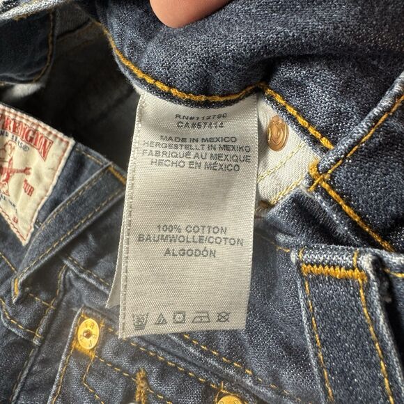 True Religion Ricky Jean Men 29x27 Relaxed Straight Denim Pocket Big T Flap Y2K - Picture 9 of 10